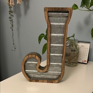 Wood and Metal Letter J Decor